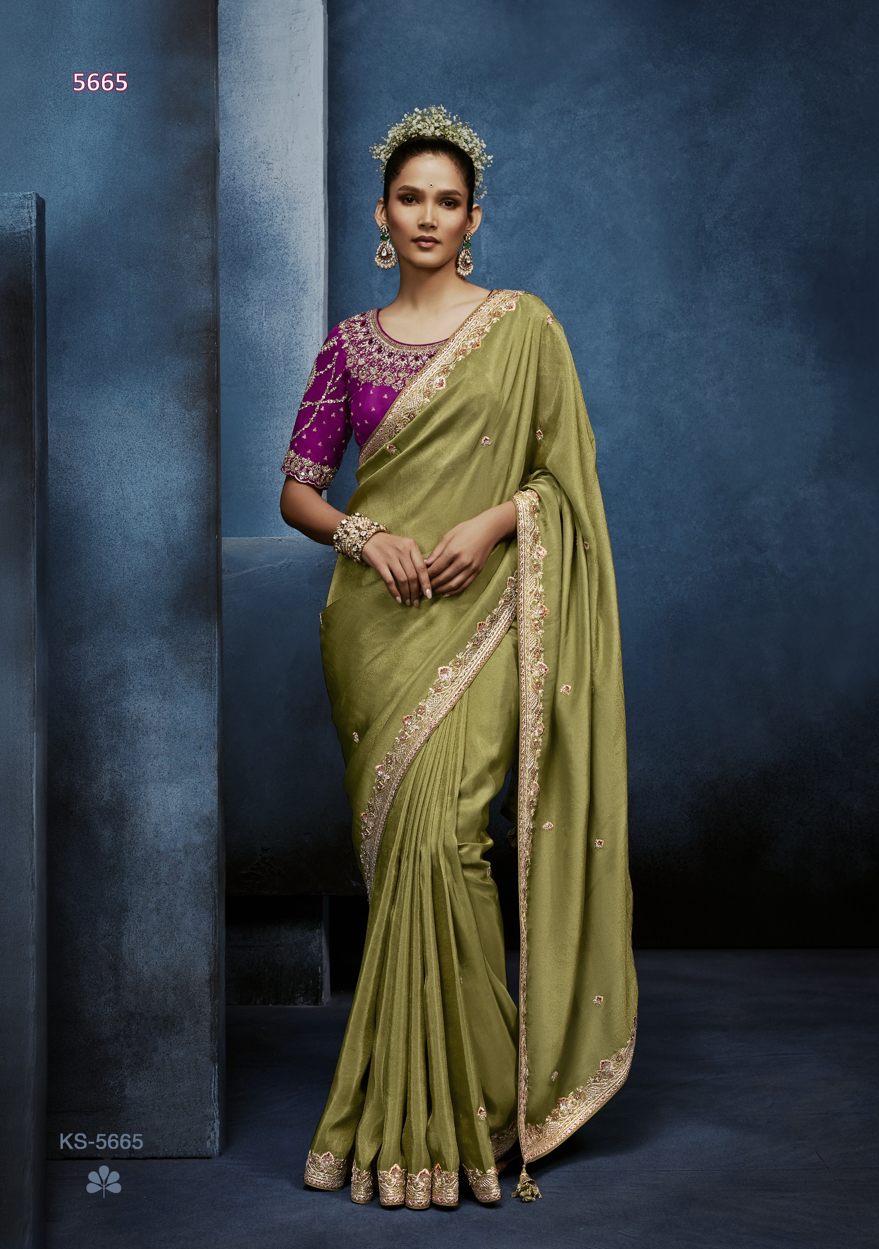 Tissue Base Saree with Rich Zardozi Embroidery and Blouse Designer Saree